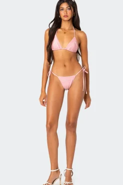 Contrast Polka Dot Triangle Bikini Top