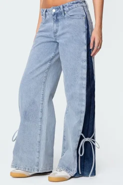 Contrast Split Washed Jeans