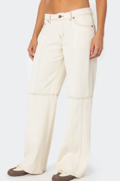 Contrast Stitch Low Rise Jeans