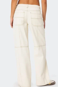 Contrast Stitch Low Rise Jeans