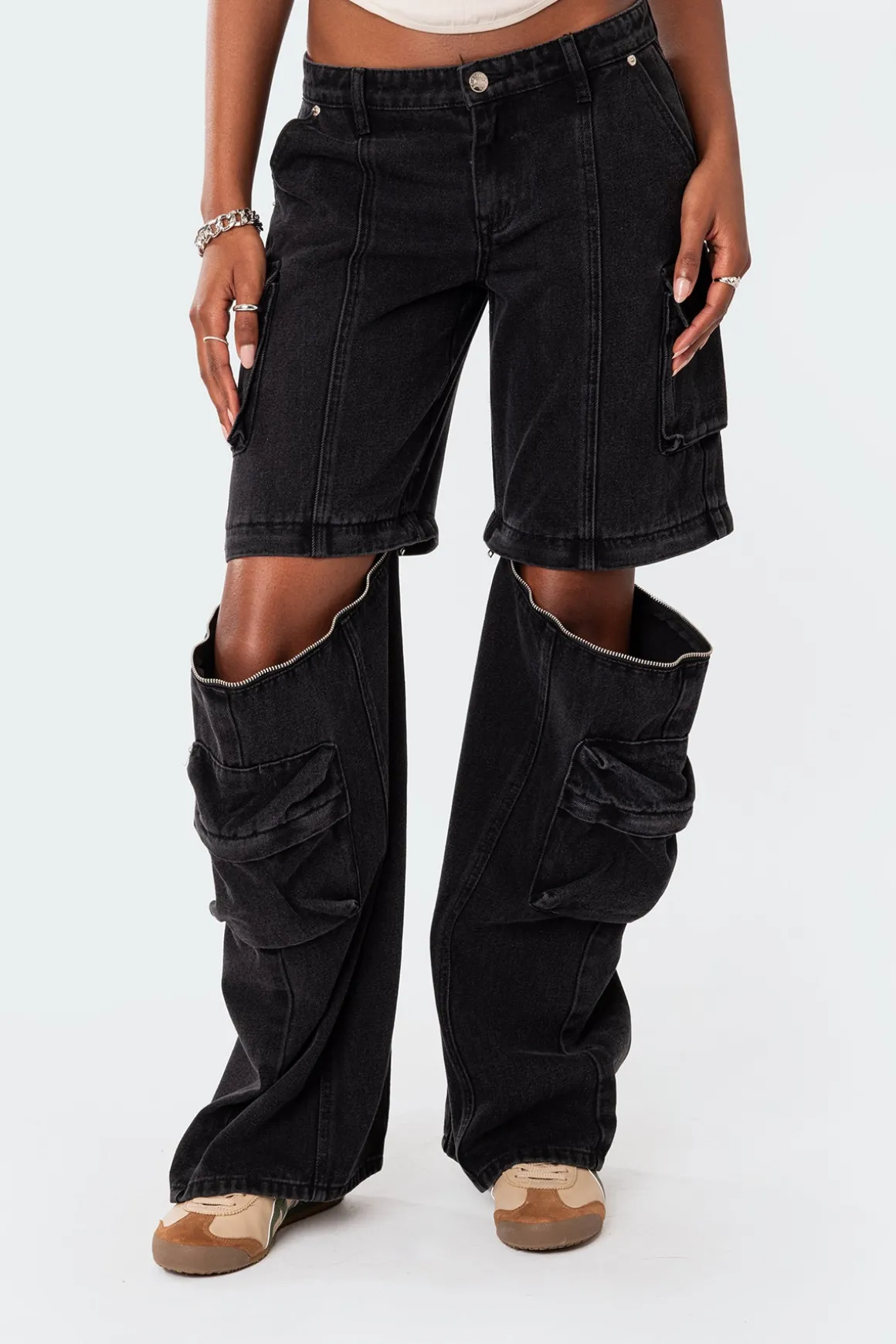 Convertible Two Piece Denim Cargo Pants