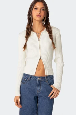 Cora Knitted Zip Up Cardigan