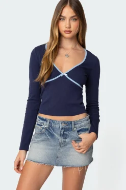 Corie Contrast V Neck Top