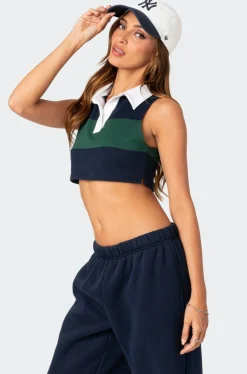 Country Club Collared Crop Top