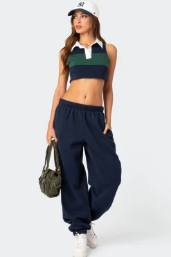 Country Club Collared Crop Top