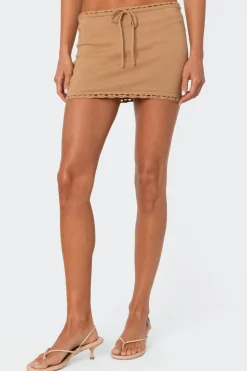 Crochet Trim Knit Mini Skirt