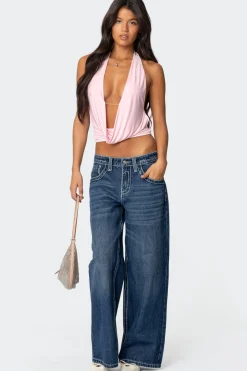 Deep Cowl Neck Open Back Top