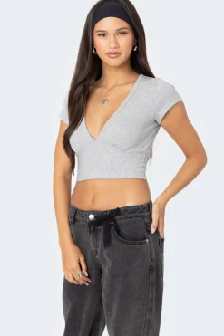 Deep V Neck Crop Top