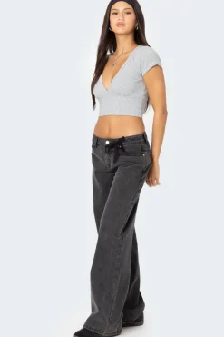Deep V Neck Crop Top