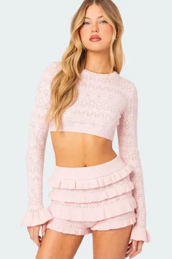 Delana Embroidered Knit Crop Top