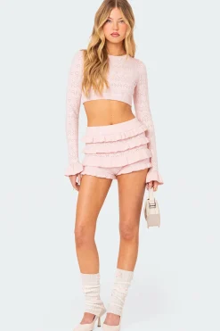 Delana Embroidered Knit Crop Top