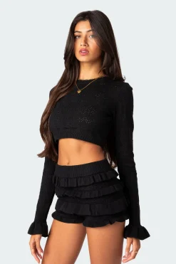 Delana Embroidered Knit Crop Top