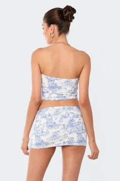 Delft Print Strapless Top