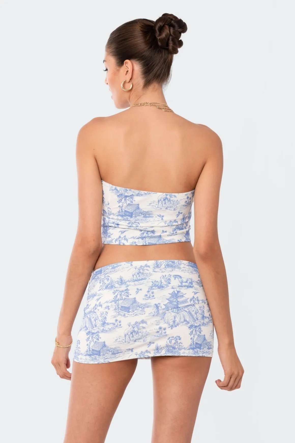 Delft Print Strapless Top