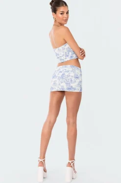 Delft Print Strapless Top