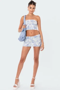 Delft Print Strapless Top