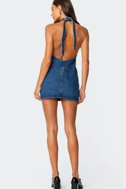 Destinee Denim Halter Mini Dress