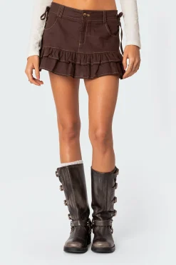 Dev Ruffle Linen Look Mini Skirt