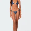 Didi Distressed Denim String Bikini Bottom