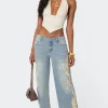 Distressed Sides Washed Jeans