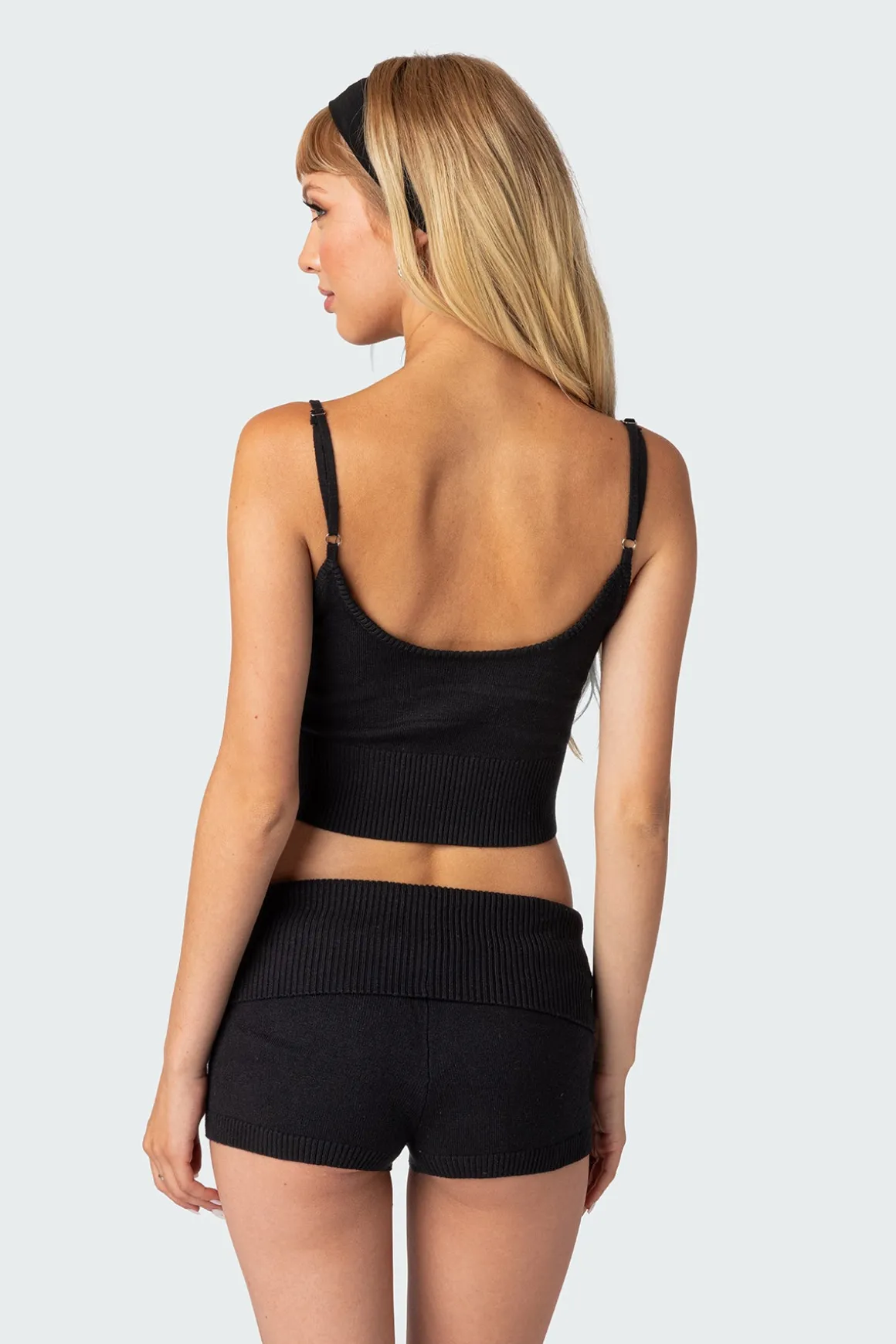 Don Tie Front Knit Tank Top