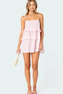 Dorothia Sheer Linen Look Mini Dress