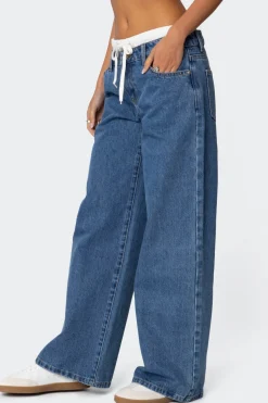 Drawstring Boxer Detail Jeans