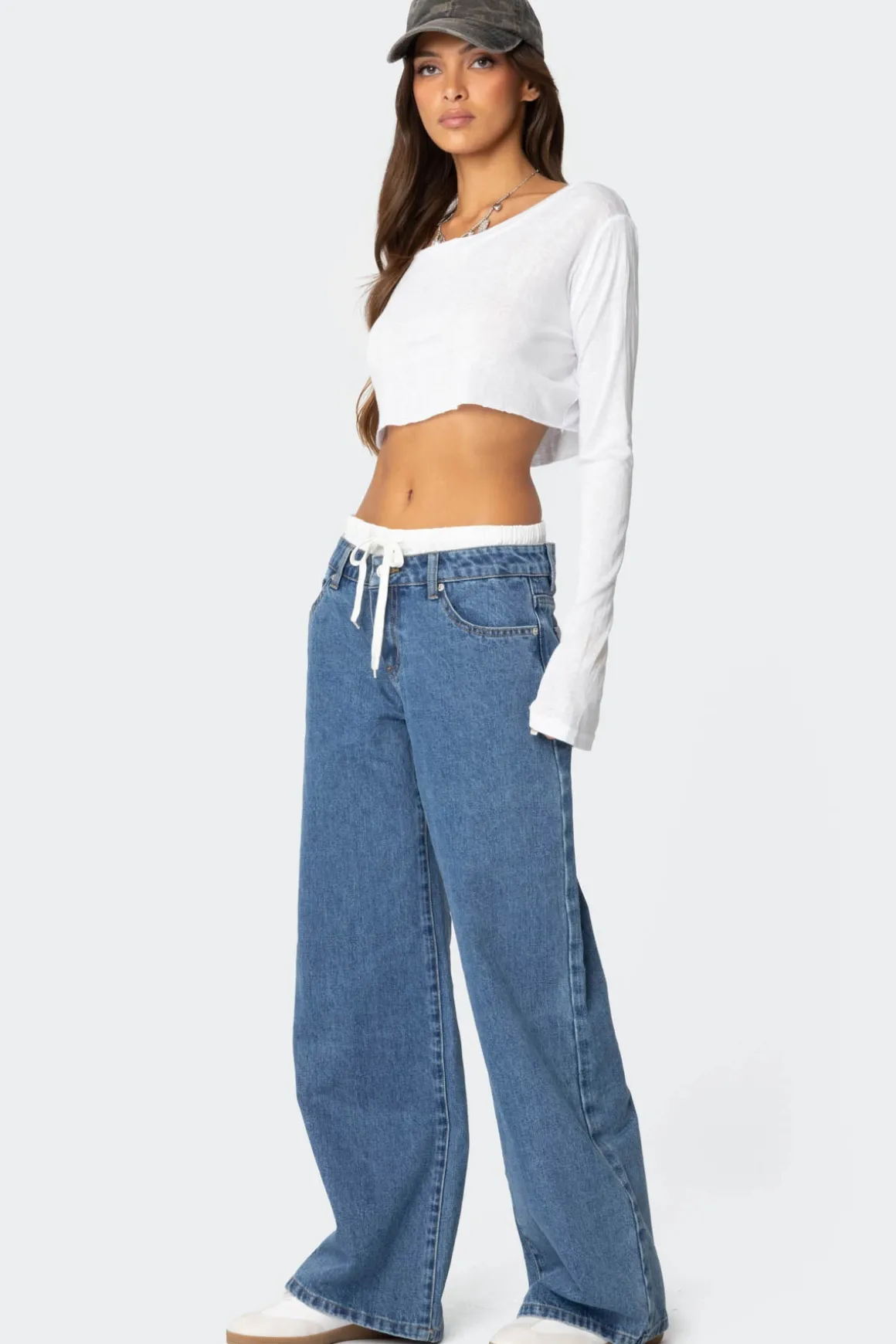 Drawstring Boxer Detail Jeans