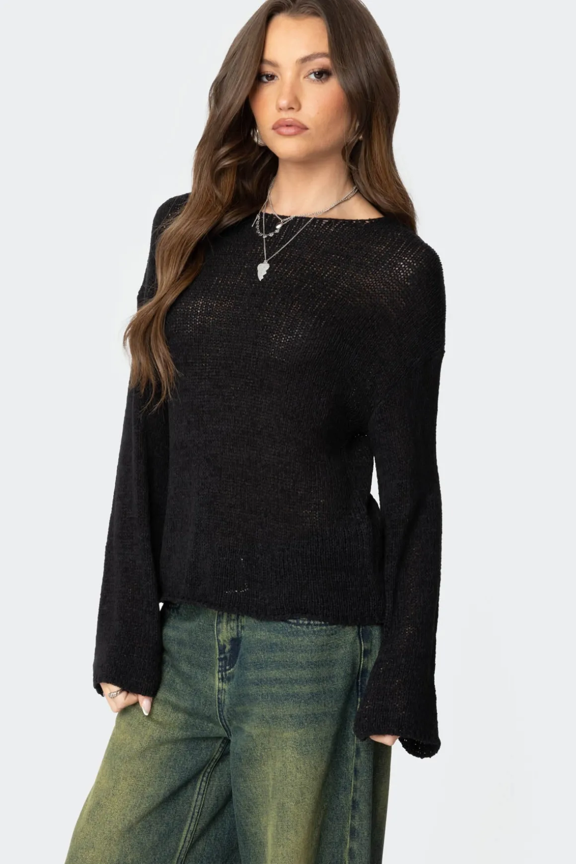 Drop Shoulder Light Knit Sweater