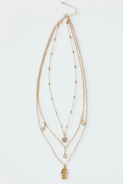 Droplet Shell Layered Necklace
