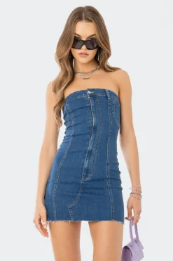 Ebony Strapless Denim Mini Dress