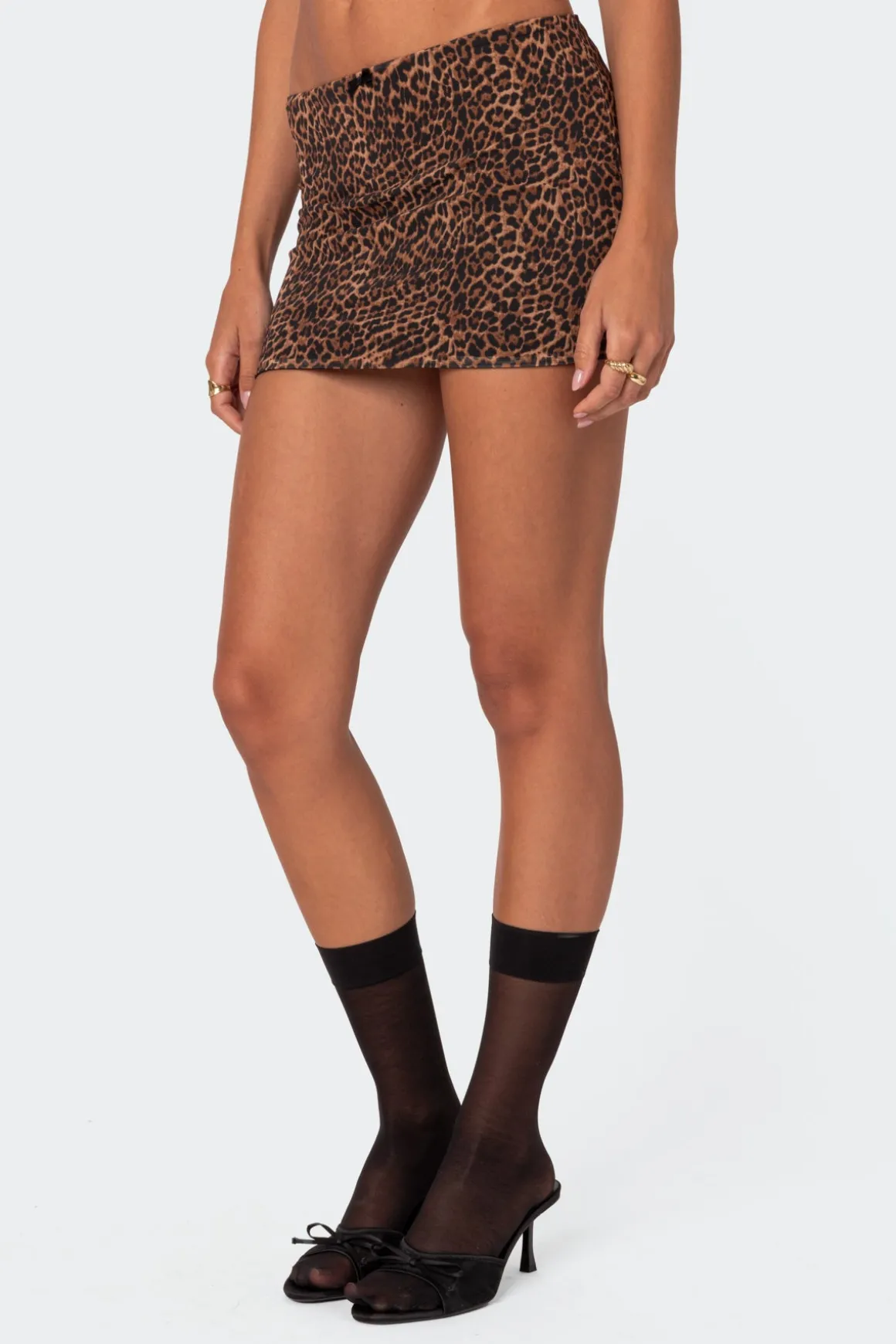 Edin Leopard Print Mesh Mini Skirt