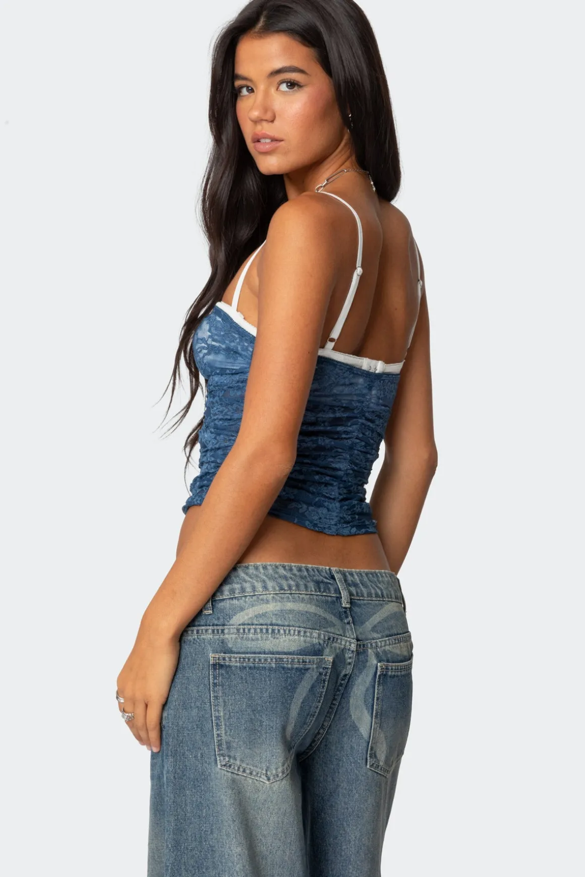 Eleanor Bra Detail Sheer Lace Top