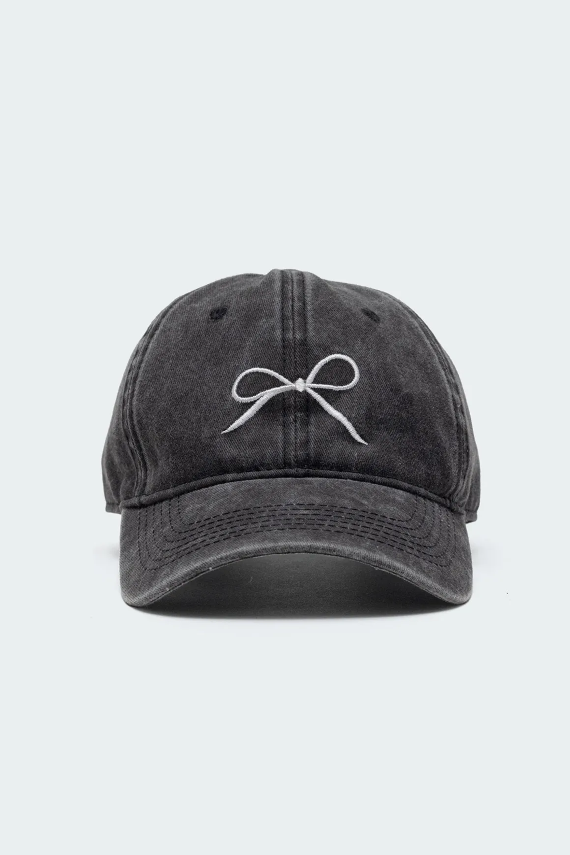 Embroidered Bow Washed Baseball Cap