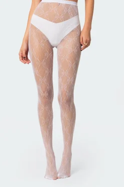 Embroidered Lacey Tights