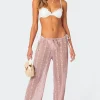 Embroidered Sheer Lace Pants
