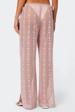Embroidered Sheer Lace Pants