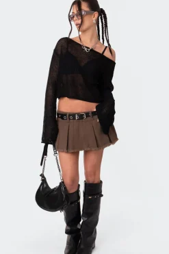 Emmie Off The Shoulder Sheer Knitted Top