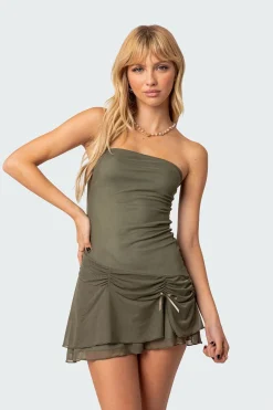 Evelin Ruched Hem Mini Dress