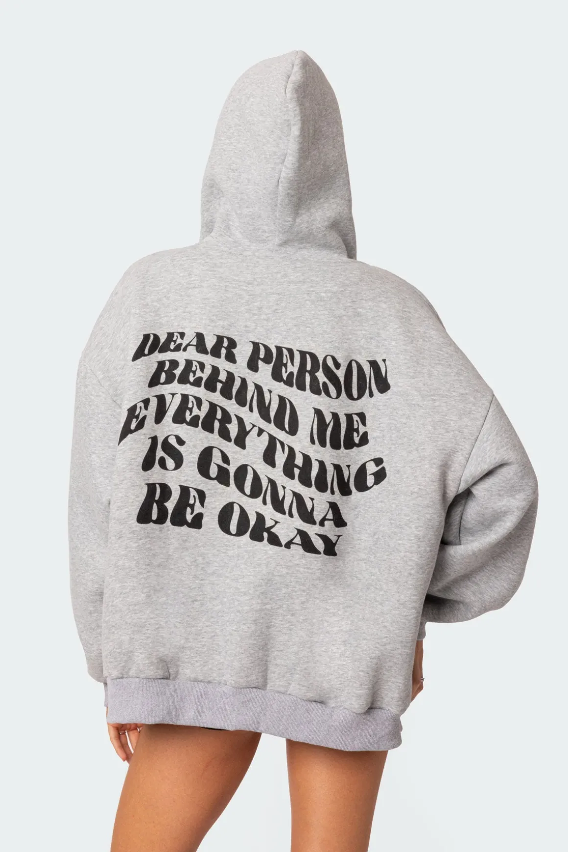 Everything'S Ok Zip Up Oversized Hoodie