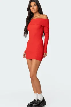 Evi Fold Over Knit Mini Dress