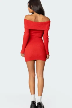 Evi Fold Over Knit Mini Dress