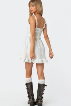 Eyelet Frill Mini Dress