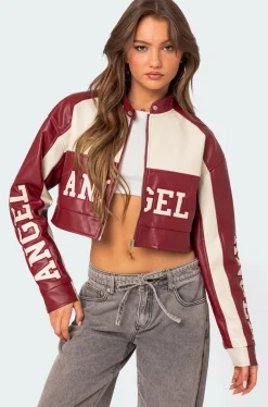 Farah Cropped Faux Leather Jacket