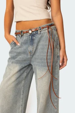 Faux Leather & Rings Belt