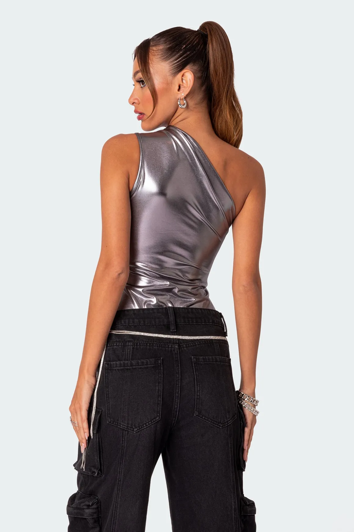 Feona Gathered Metallic Bodysuit