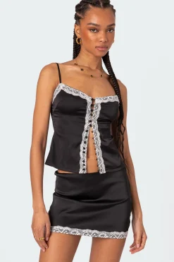 Feyra Satin Button Front Tank Top