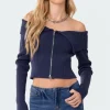 Fold Over Double Zip Knit Top