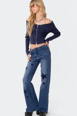 Fold Over Double Zip Knit Top