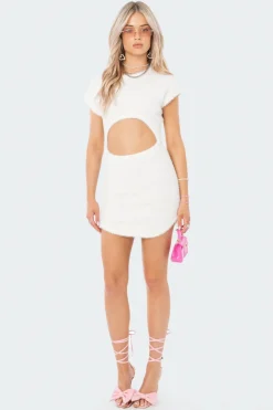 Fuzzy Knitted Cut-Out Dress